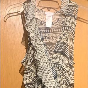 Jessica Simpson Black and White Geometric Swim Coverup